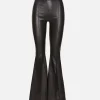 Pull On Leather Flare Pant