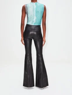 Pull On Leather Flare Pant