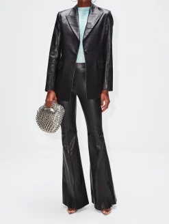 Pull On Leather Flare Pant