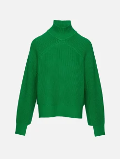 Ribbed Paneled Turtleneck Top