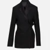 Satin Lapel Wrap Blazer