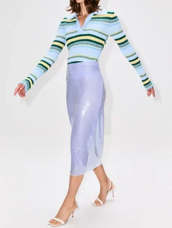 Sheer Sequin Pencil Skirt