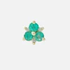 Single Emerald Pave Flower Stud Earring
