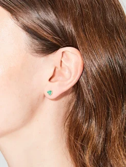 Single Emerald Pave Flower Stud Earring