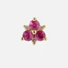 Single Ruby Pave Flower Stud