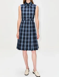Sleeveless Belted Pleated Dress