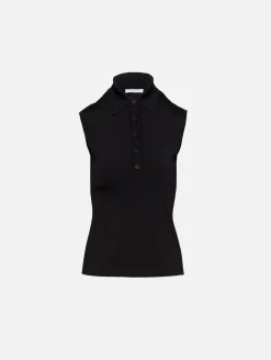 Sleeveless Knit Polo Shirt