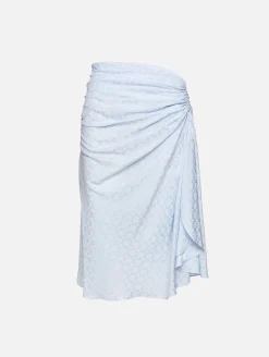 Smock Waist Drape Midi Skirt