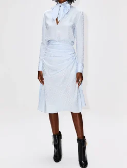 Smock Waist Drape Midi Skirt