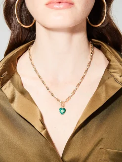 Trust Your Heart Tablet Pendant Malachite & Emerald